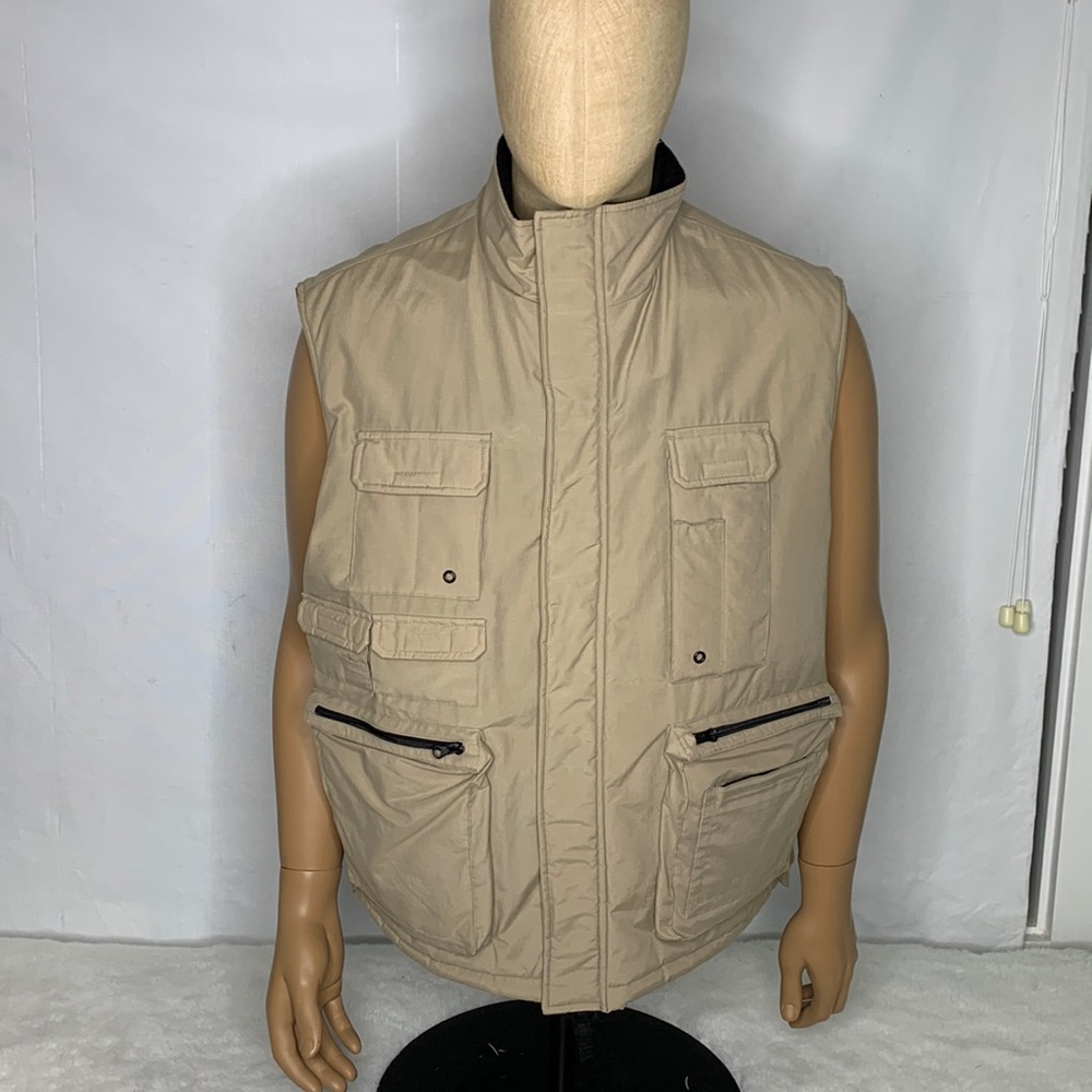 Men’s Large North Bay Khaki Outdoor Fleece lined Sleeveless